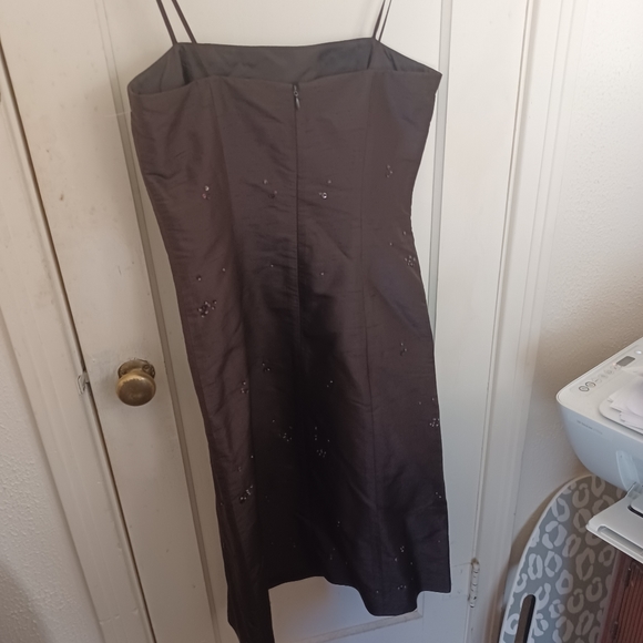 Ann Taylor brown silk embellished mini dress sz 4 - Picture 5 of 5